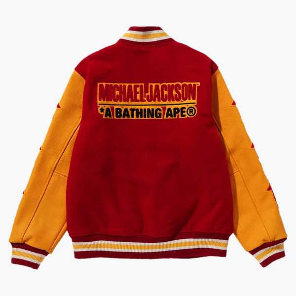 Bape X Michael Jackson Varsity Jacket Red