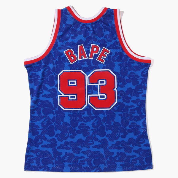 Bape X Mitchell & Ness New Jersey Nets Jersey Blue