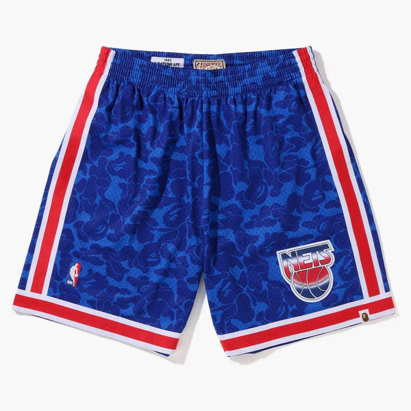 Bape X Mitchell & Ness New Jersey Nets Shorts Blue
