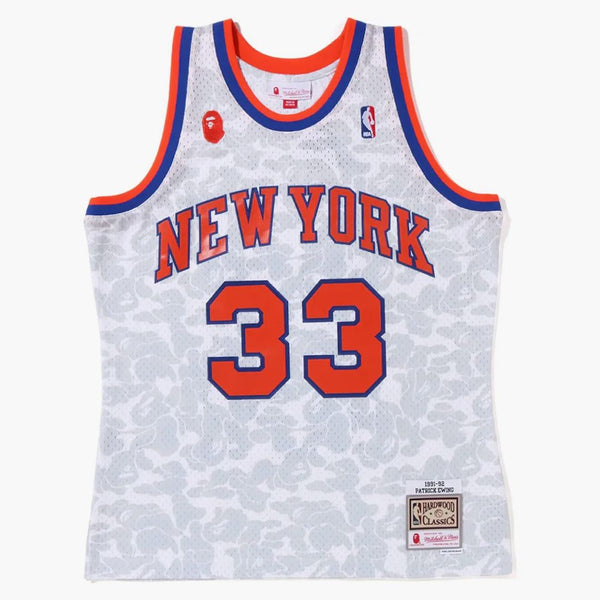 Bape X Mitchell & Ness New York Knicks Ewing Jersey White