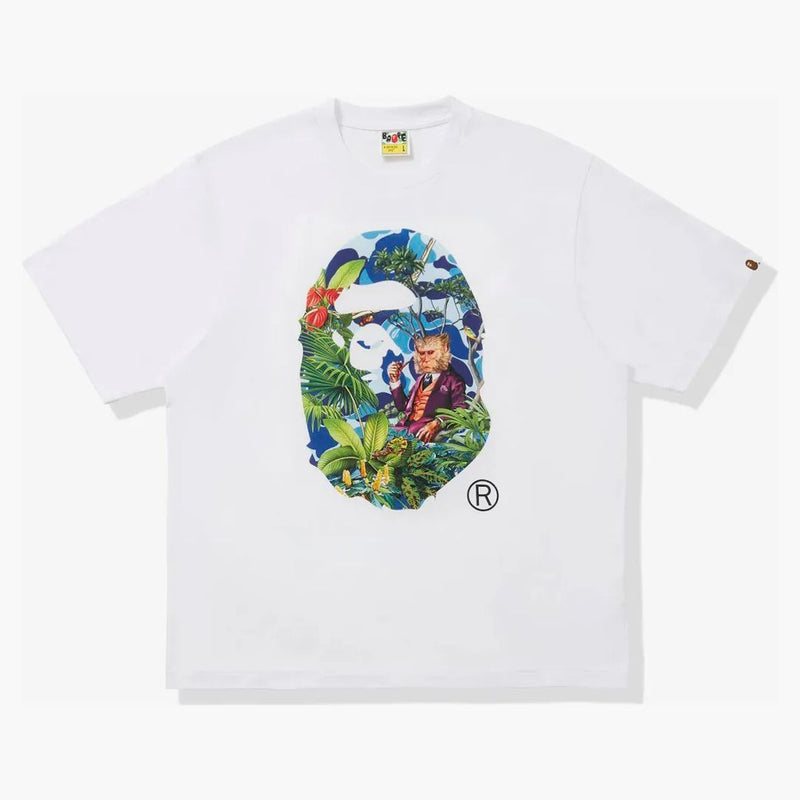 Bape X Monkey 47 Ape Head Tee White Blue