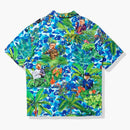 Bape X Monkey 47 Open Collar S/S Shirt Blue