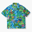 Bape X Monkey 47 Open Collar S/S Shirt Blue