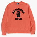 Bape X Neighborhood Relaxed Fit Crewneck Sweatshirt Orange