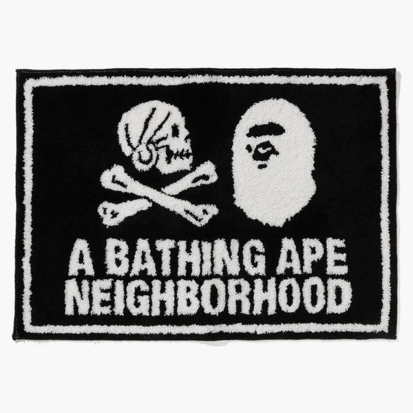 Bape x Neighborhood rug mat black white