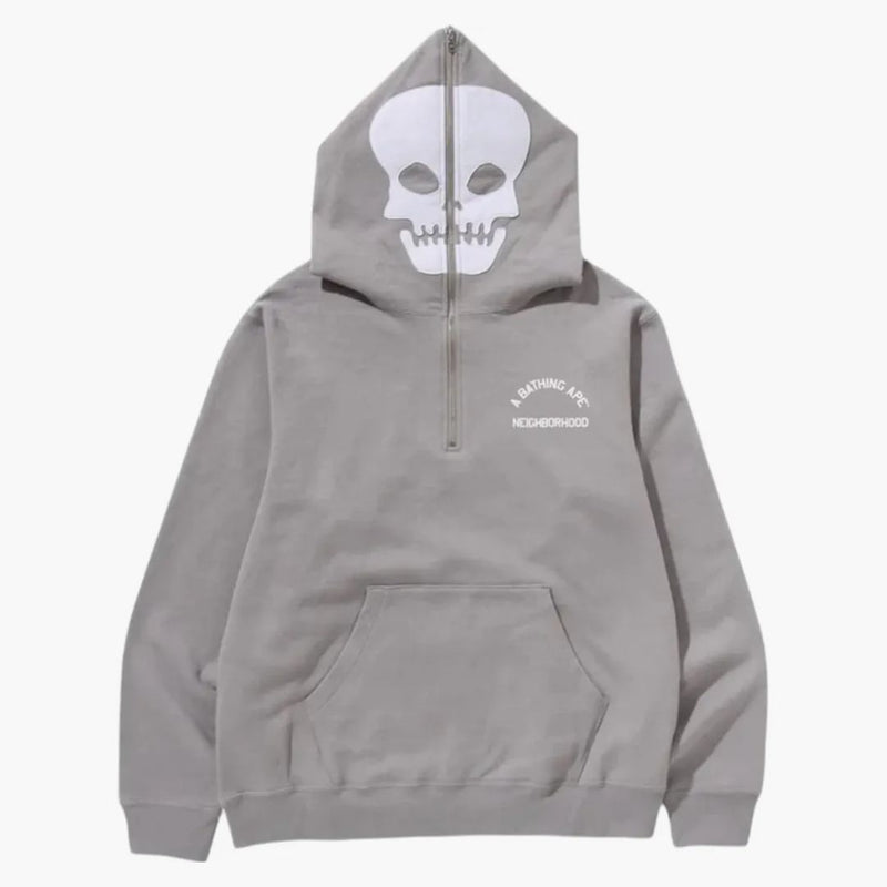BAPE X OKOUKOOTOR TWO FACE FACE HALT ZIP PULLOR SUPLORE COCKEDY Grey