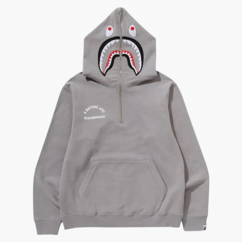 BAPE X OKOUKOOTOR TWO FACE FACE HALT ZIP PULLOR SUPLORE COCKEDY Grey