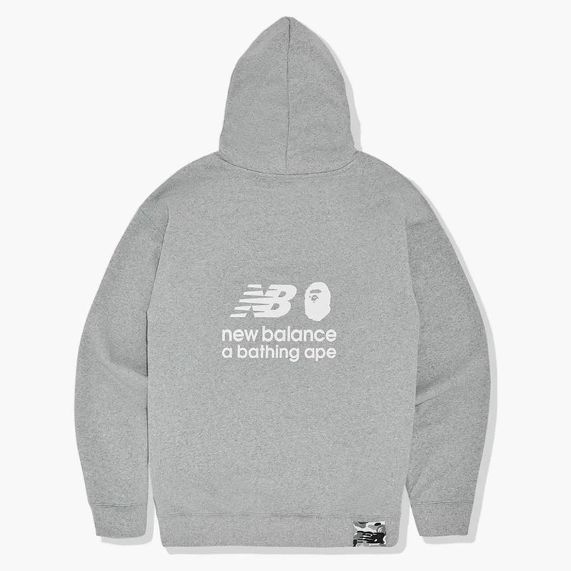 Bape X New Balance Ape Head Relaxed Fit Pullover Hoodie Gray
