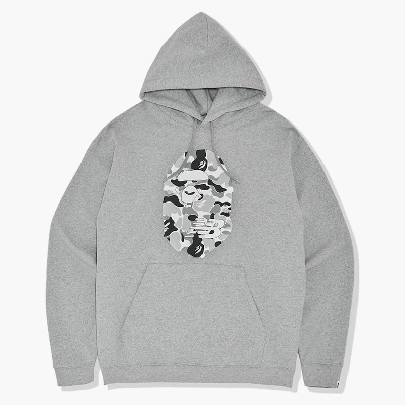 Bape X New Balance Ape Head Relaxed Fit Pullover Hoodie Gray