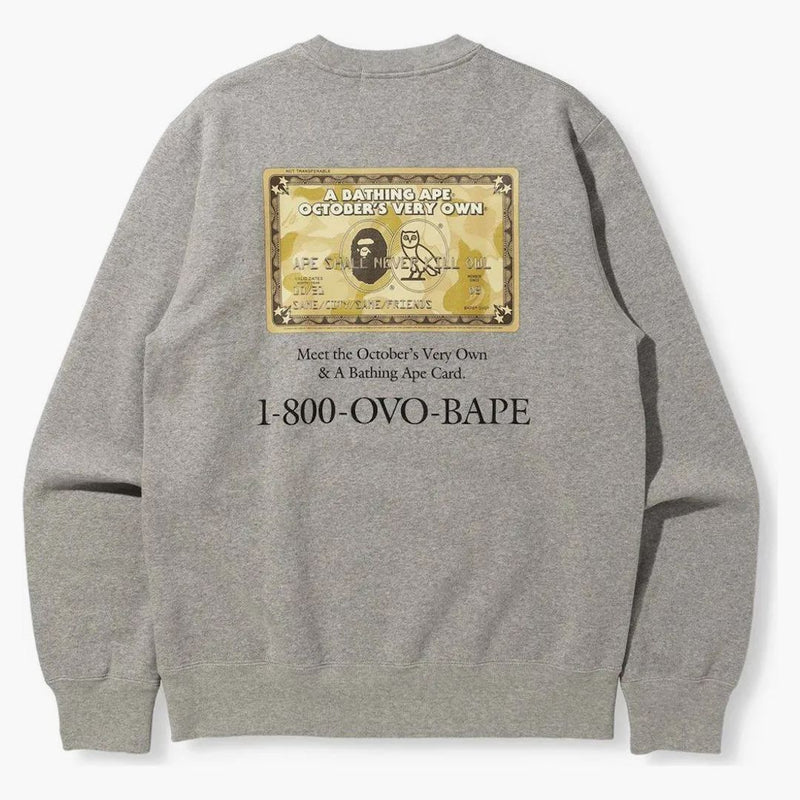 Bape X Ovo Card Crewneck Gray