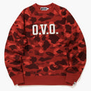 BAPE X OVO Color Camo CrewNeck Red