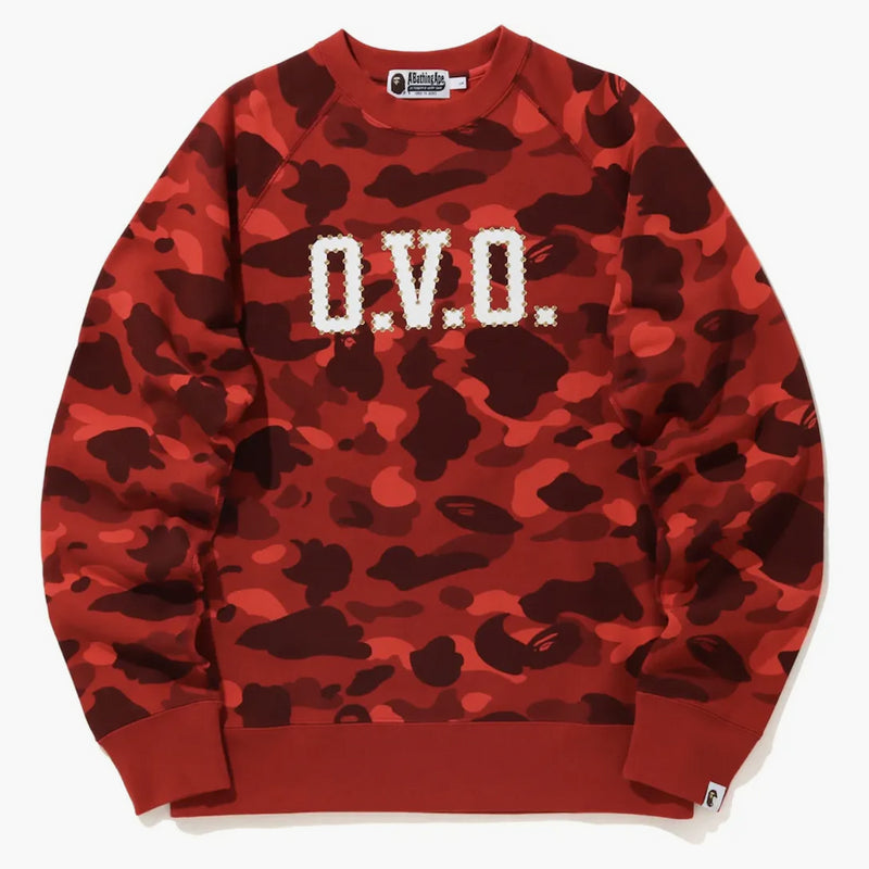 Bape X Ovo Color Camo Crewneck Red