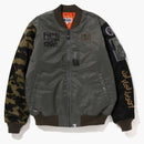 Bape X Ovo Loose Fit Ma-1 Jacket Olive Drab