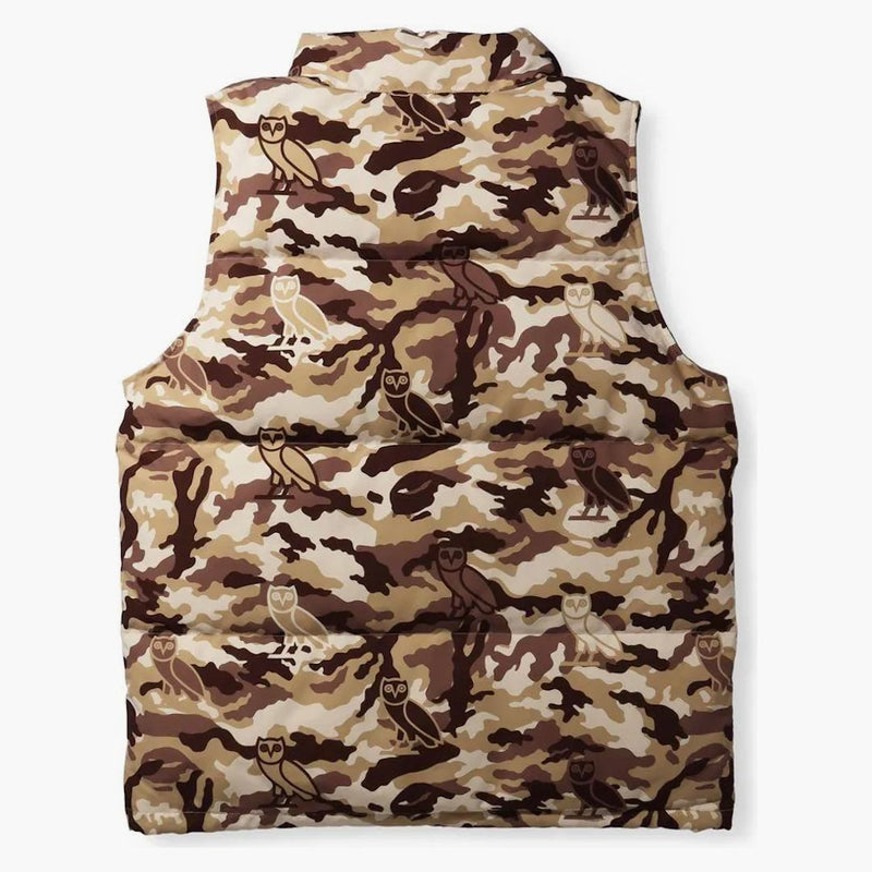 BAPE X OVO Woodland Camo Down Vest Beige