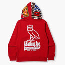 BAPE X OVO Woodland Camo Shark Reverzibilní plnohodnotný zip červená