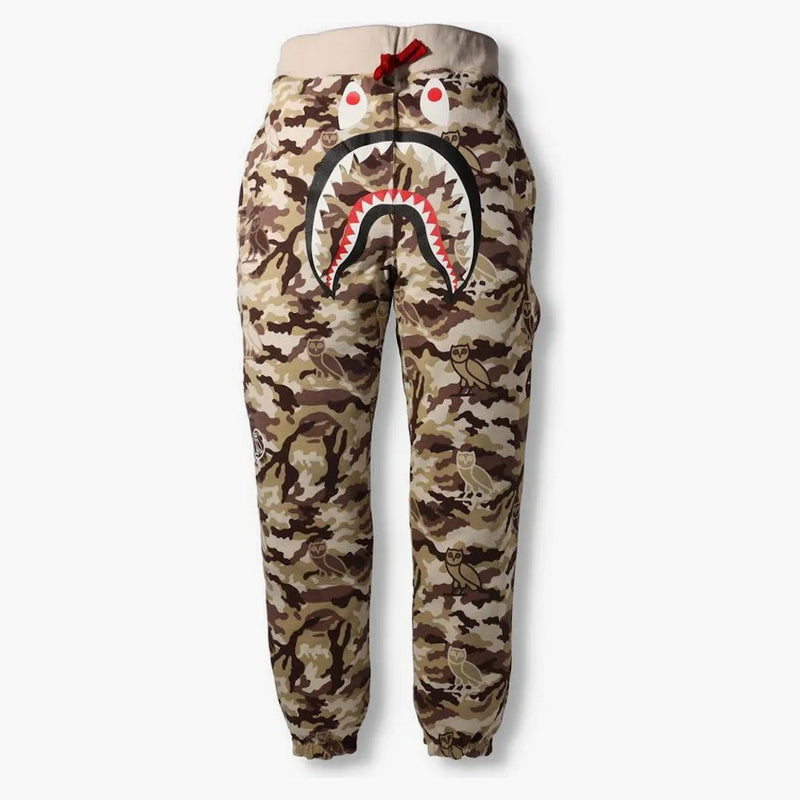 Bape X Ovo Woodland Camo Shark Reversible Sweatpants Red