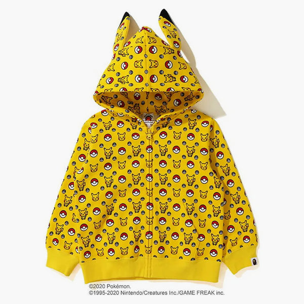 Bape X Pokemon Kids Zip Hoodie Yellow