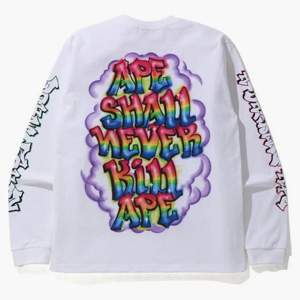 BAPE X Readymade Spray Wide L/S Tee White