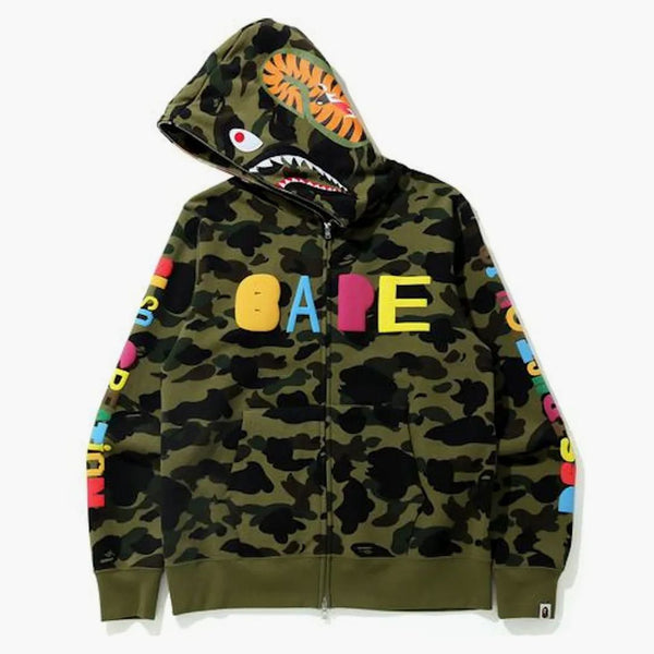 BAPE X Readymade Tiger Shark Wide Full Zip Hood Green