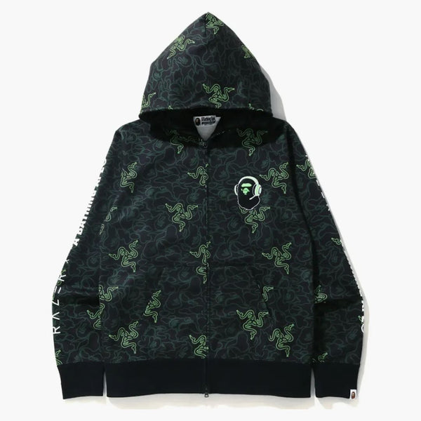 BAPE X Razer A Bathing Ape Neon Camo Full Zip Hoodie Green