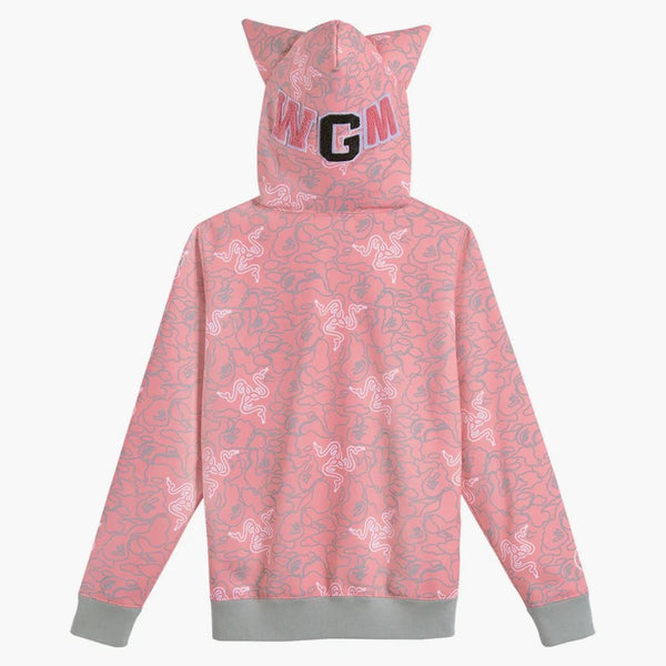 BAPE X Razer Neon Camo Shark Full Zip Hoodie Pink