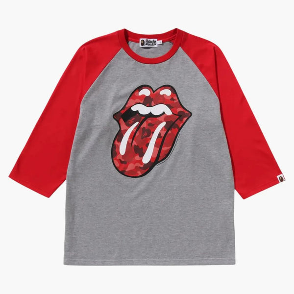 BAPE X Rolling Stones 3/4 rukáv čaj červená
