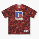 Bape X Russell Color Camo Tee Red