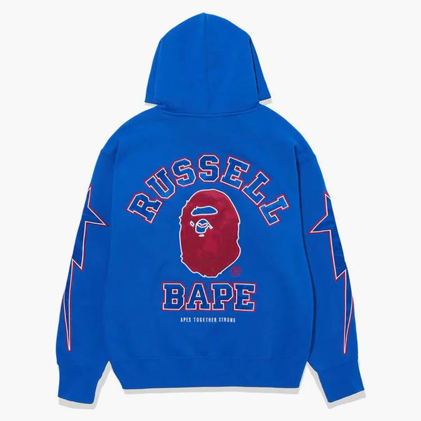 Bape x Russell sweater hoodie blue