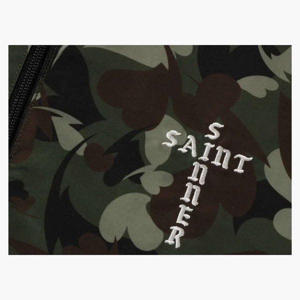 Bape X Saint Mxxxxxx Heart Camo Track Jacket Olive