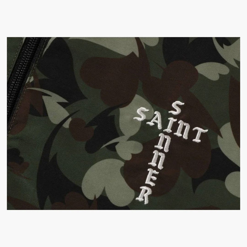 Bape X Saint Mxxxxxx Heart Camo Track Jacket Olive
