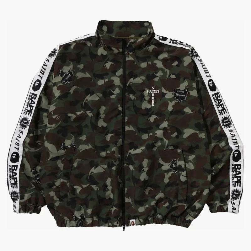 Bape X Saint Mxxxxxx Heart Camo Track Jacket Olive