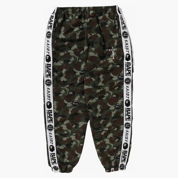 Bape X Saint Mxxxxxx Heart Camo Track Pants Olive
