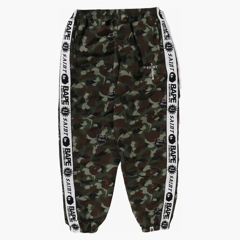 Bape X Saint Mxxxxxx Heart Camo Track Pants Olive