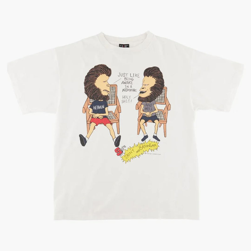 Bape X Saint Mxxxxxx Heaven and Hell Tea Vintage White