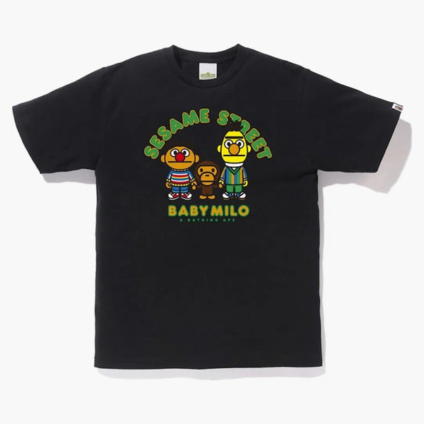 Bape X Sesame Street Milo & Bert & Ernie Tea Black