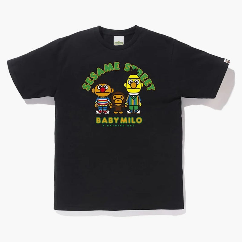 Bape X Sesame Street Milo & Bert & Ernie Tea Black