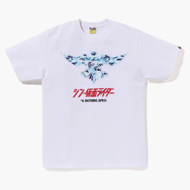 Bape X Shin came rider shocker emblem tea white blue