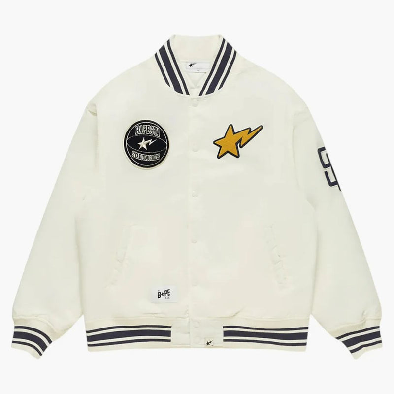 Bape x Stadium Goods Varsity Jacket Ivory