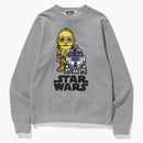 Bape X Star Wars R2-d2 & C-3po Crewneck Grey