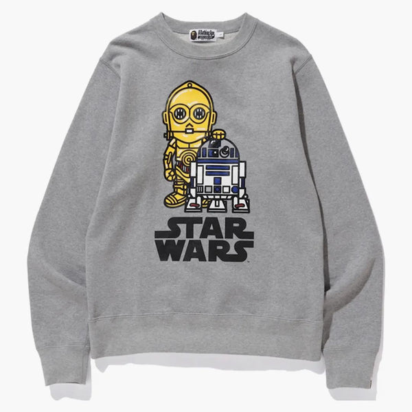 Bape X Star Wars R2-D2 & C-3PO Crewneck Gray
