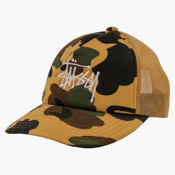 Bape X Stussy Trucker Cap Yellow