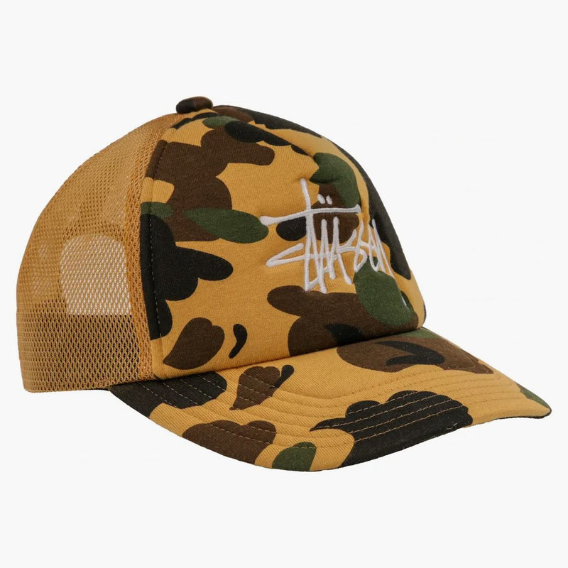 Bape X Stussy Trucker Cap Yellow