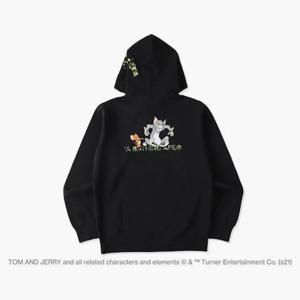 Bape X Tom and Jerry Footprints Pullover Hoodie Black