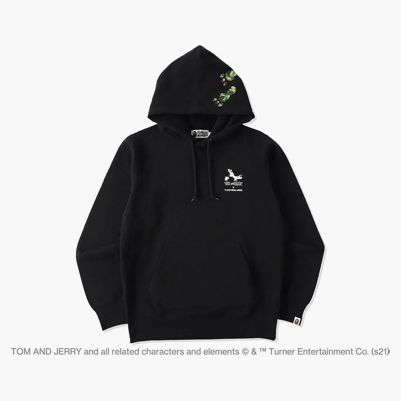 Bape X Tom and Jerry Footprints Pullover Hoodie Black