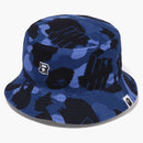 Bape X undefeated Color Camo Flannel Bucket has Navy