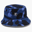 Bape X undefeated Color Camo Flannel Bucket has Navy