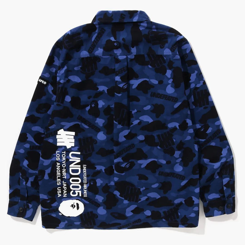 Bape X undefeated Color Camo Flannel Jacket Navy