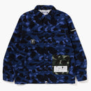 Bape X Undefeated Color Camo Flannel Jacket Navy