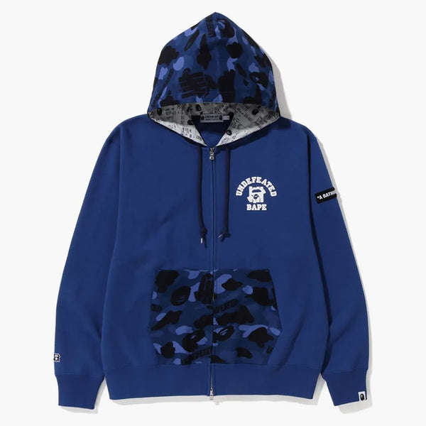 Bape X undefeated Color Camo Relaxed Zip Hoodie Navy