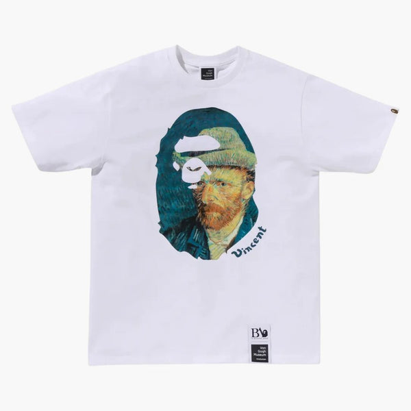 Bape X Van Gogh Museum Ape Head Canvas Art I Tee White